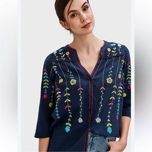 WAYWARD FANCIES Floral Vine
Embroidery Cotton Voile Tunic
